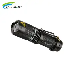 20 шт./лот Hausbell светодиодный фонарик с зажимом для ремня флюоресцентное кольцо Zoomable High Lumen 3 режима водостойкий-лучшие инструменты