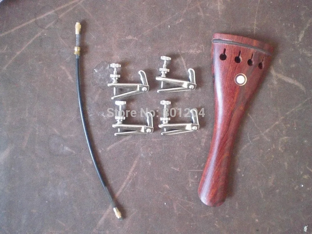 

1 PC rosewood Violin tail piece 4/4 with Silver Fine tuners and tail gut