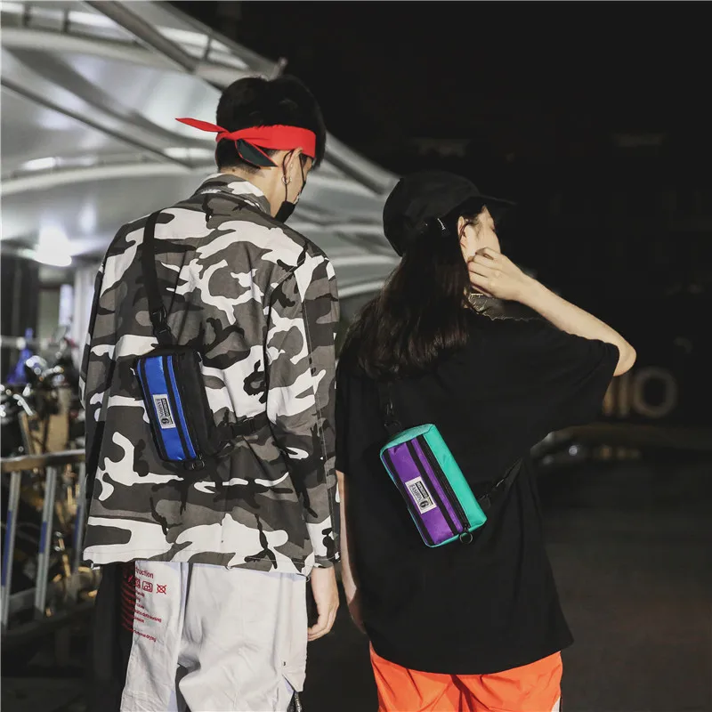 Menghuo Unisex Fanny Pack Belt Bag Panelled Waist Bag Purse Chest Fanny Pack Travel Cashier Belt Hip-hop Rock Boys Girl Bag 2018LIIL3246