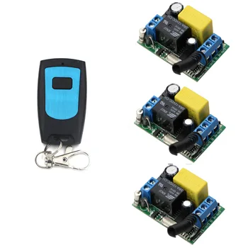 

AC 220V 1CH 3* Receiver & Transmitter RF Wireless Remote Control Switch Interruptor 10A Light Lamp LED 315/433Mhz
