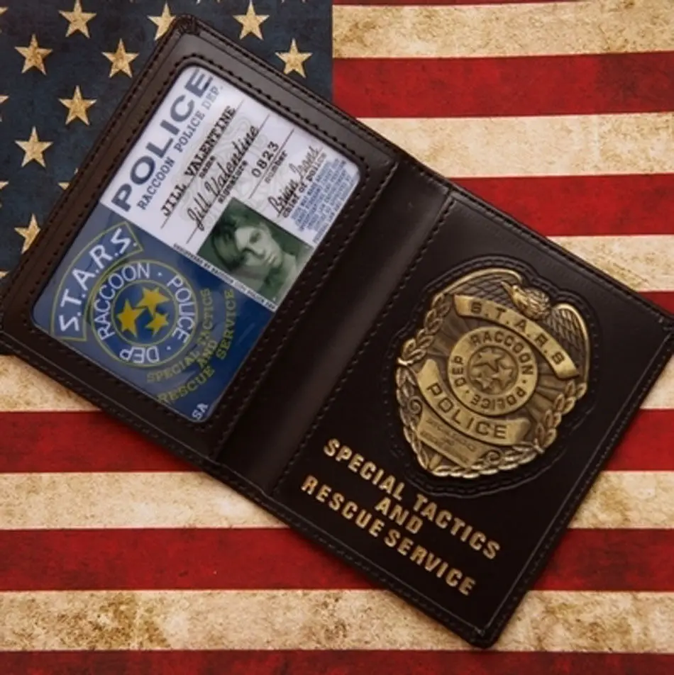 

Resident Evil Stars Jill Police Metal Badge With Id Wallet Holder Case-US157