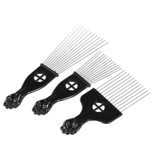 3 Pcs Pro Logam Sisir Afro Afrika Amerika Rambut Gaya Set Sisir Sikat Rambut Combs Hairdressing Alat Hitam Tinju(China)