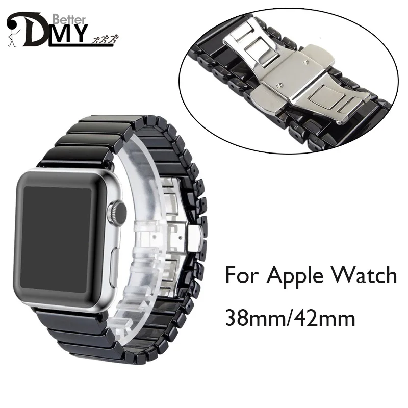 

2016 DMY new arrival link bracelet band for apple watch band high quality Space ceramic strap color white and black 38/42mm band