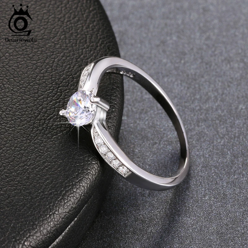 ORSA JEWELS Luxury Women Wedding Ring Lead & Nickel Free AAA CZ Shiny Rings 0.5 Carat Cubic Zircon For Female OR25