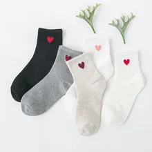 La MaxPa, 5 пар, Kawaii, милые носки, женские, красные, с рисунком сердца, мягкие, дышащие, хлопковые носки, по щиколотку, повседневные, удобные, модные, k132