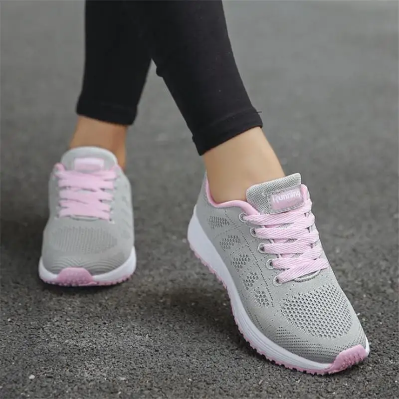 Female tennis sneakers women shoes new elegant breathable mesh casual shoes woman lace-up women running white shoes