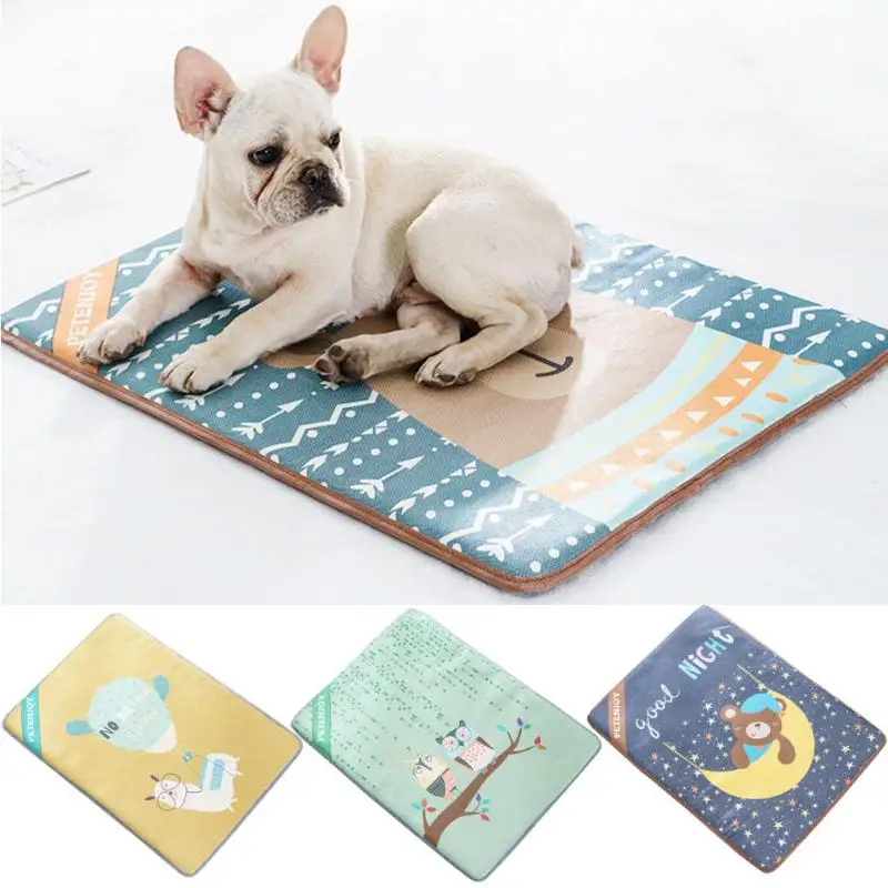 

Pet Cat Dog Sleeping Mat Non-slip Soft Breathable Printing Indoor Reusable Summer Portable Dog Cushion Cooling Pad