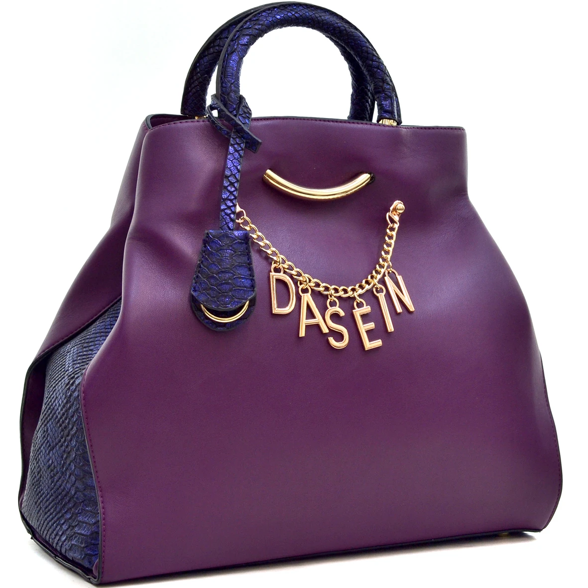 Dasein Women's Designer Signature Top Zip Ring Tote Bag Satchel Handbag Purse  with Embossed Trim (2)