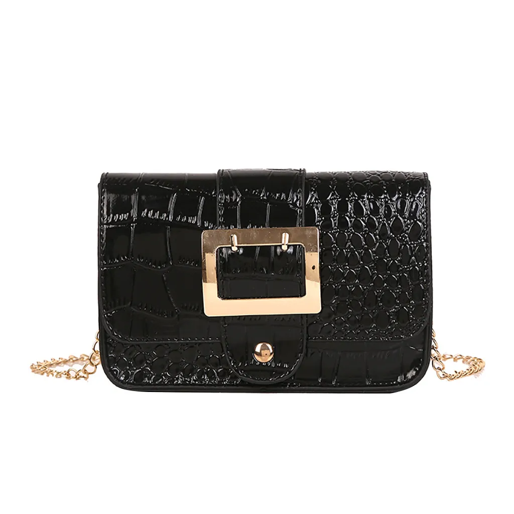 

xiniu New Shoulder Bags For Women 2019 Pin Buckle Stone Pattern Messenger Bag Fashion Patent PU Leather Chain Bag Bolsa Feminina