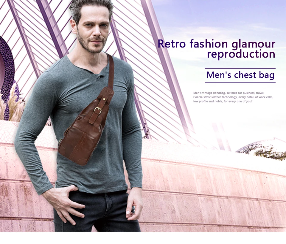 genuine leather men bag zipper crossbody bag sling bag men chest pack men messenger bags (1)