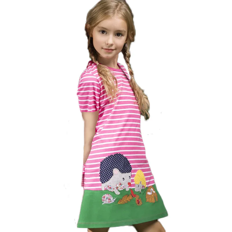 

2018 New Cute Children Clothes Summer Kids Baby Girls Cute Short-Sleeved Striped Bunny Rabbit Princess Dress Girls Dresses