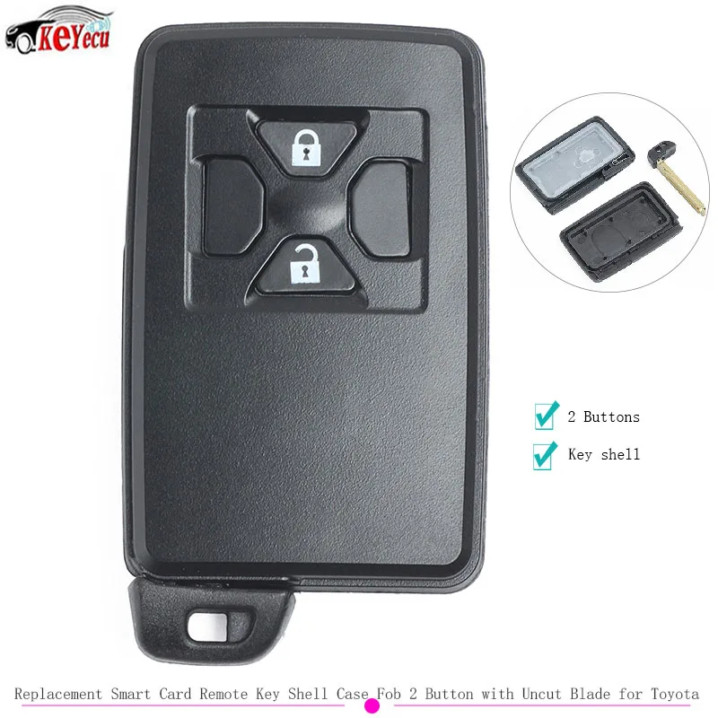 

KEYECU 3 PCS/Lot Replacement Smart Card Remote Key Shell Case Fob 2 Buttons with Uncut Blade for Toyota no internal components