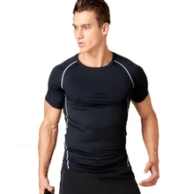 Быстросохнущие Компрессионные Мужские футболки с коротким рукавом, футболка для бега, фитнес-плотно Теннисный футбол, Джерси, спортивная одежда Demix