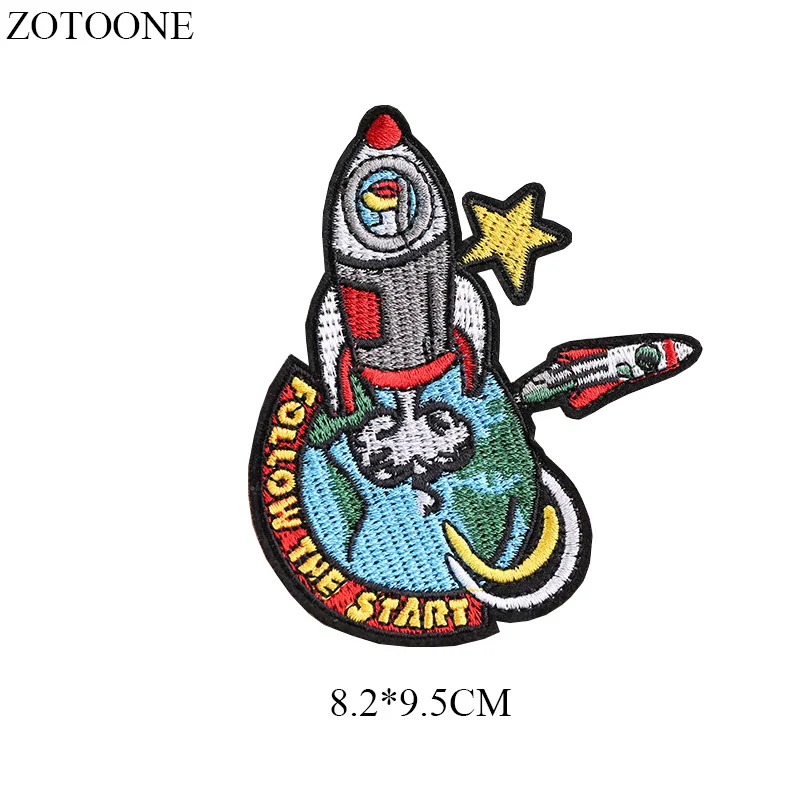 Нашивки ZOTOONE Iron on UFO, инопланетянин, астронавт, для одежды, сделай сам, аппликация, вышитая планета, космическая нашивка, наклейки для рюкзака - Цвет: 9