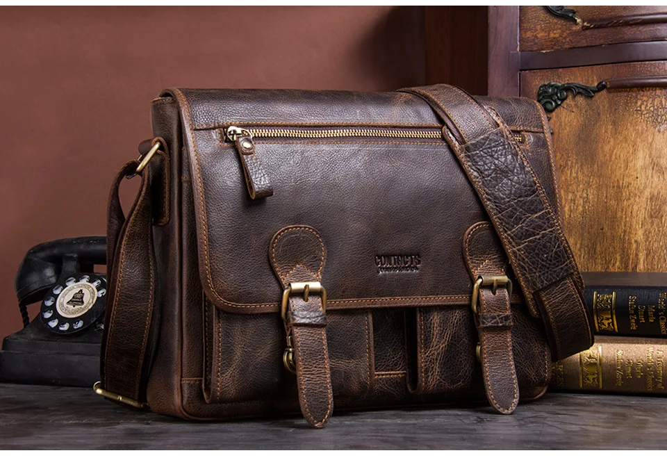 Контакта брендовая натуральная кожа мужчин сумка винтажный портфель мужской сумка мужская кожаная сумка чехол для мусора