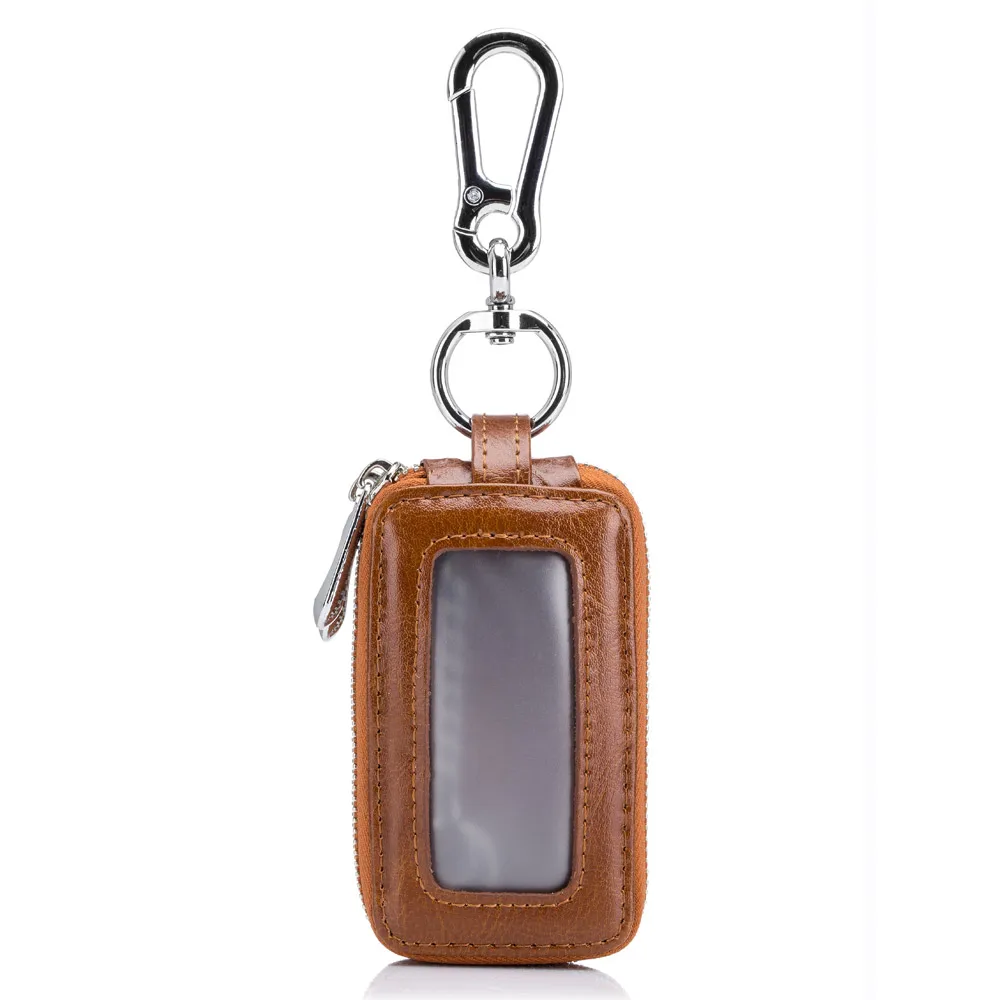 

Lecxci Leather Belt Men's Keychain Stewards Multifunction Double Zip Square Home Keys Women's Key Purse