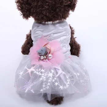 

Small Dog Cat Princess Dress Tutu Flower Starfishes Design Pet Puppy Shirt Skirt Spring/Summer Clothes Apparel