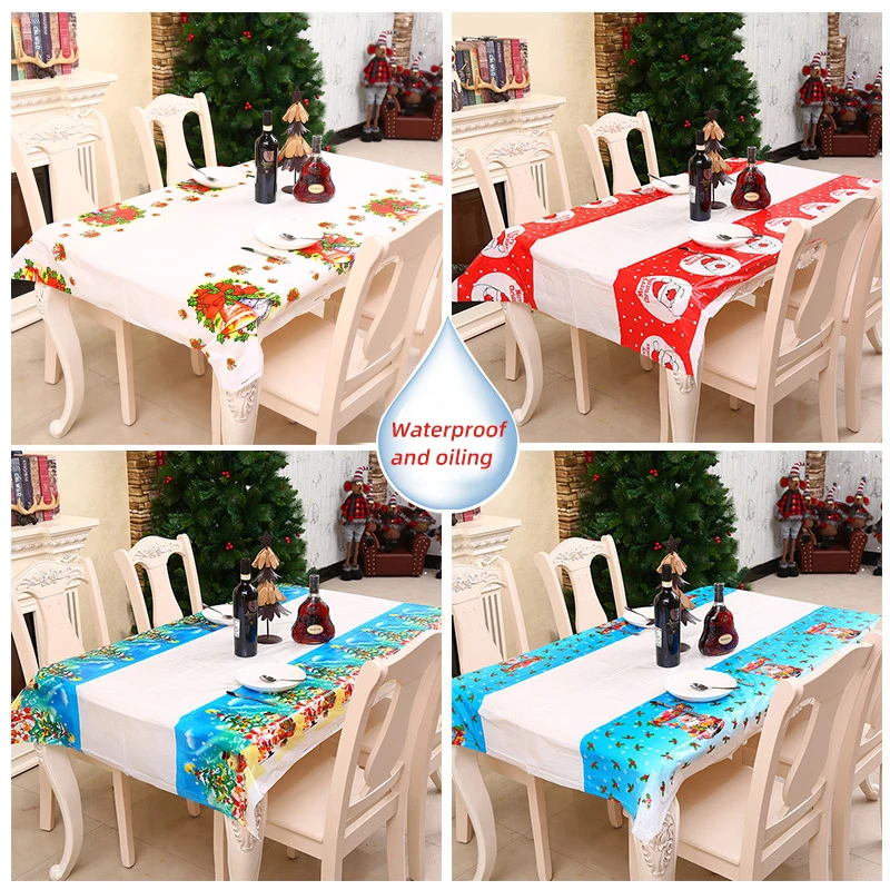 Table Runner Mat Snowman Santa Claus Dining Tableware Decor New Year Party Table Cloth Christmas Decorations For Home