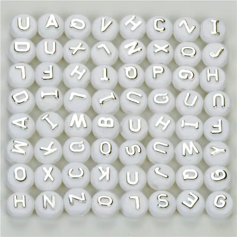 100pcs of LIGHT GOLD Flat Round Alphabet Letter F Acrylic Spacer Beads