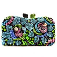 Свадебная сумочка-клатч красивые мульти-Цвет ручной работы футляр женская обувь с украшением в виде кристаллов в Форме Розы Вечерний Клатч 88250