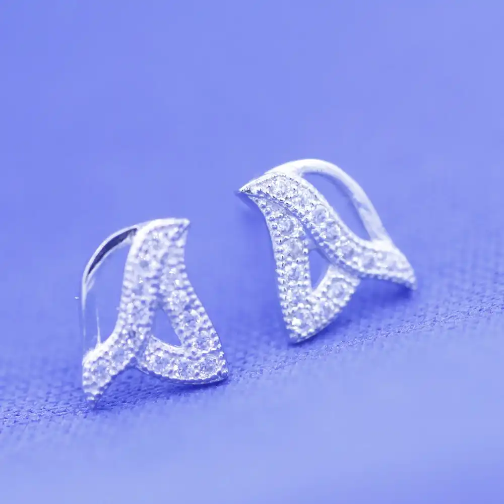 2017 Бесплатная доставка ювелирные изделия действительно 925 пробы сережки с серебристыми листьями инкрустация циркон цветок и лист серебряные серьги