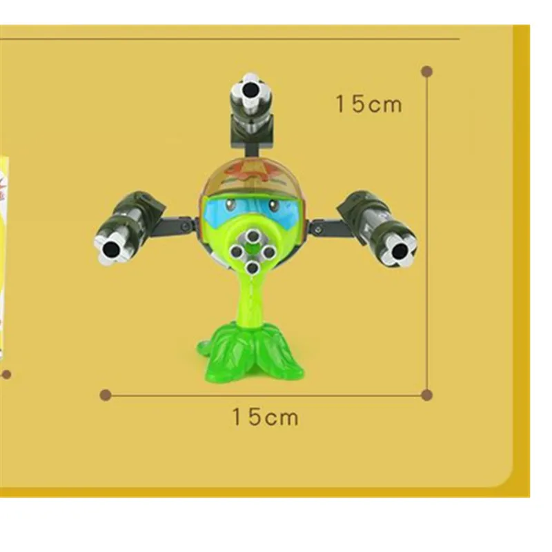 1 шт. интересные растения против зомби Аниме Фигурка модель игрушки 15 см гатлинг Горох стрелок(3 пушки) Высокое качество Запуск игрушки для детей подарок