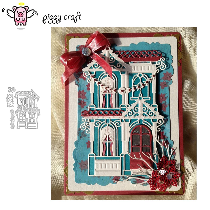 

Piggy Craft metal cutting dies cut die mold House card decoration Scrapbook paper craft knife mould blade punch stencils dies
