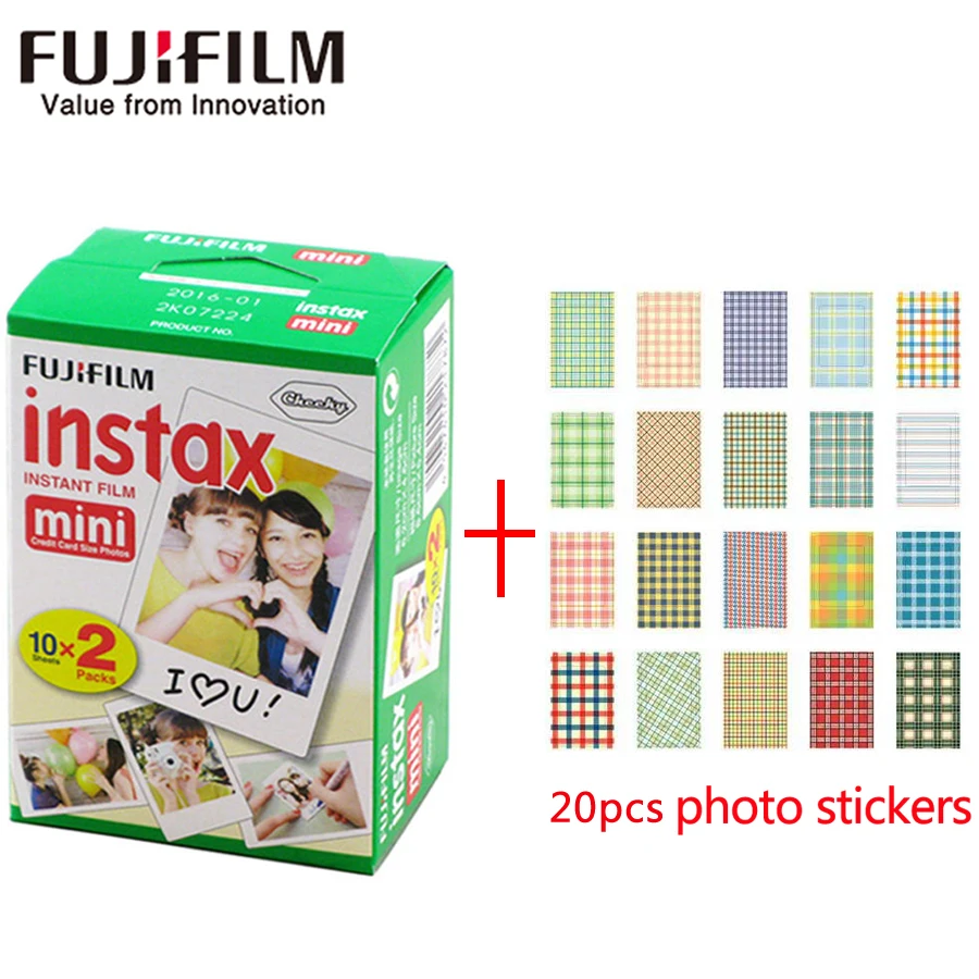 Пленка Fujifilm Fuji instax mini8 20 листов белая пленка+ 20 листов наклейки для мгновенной камеры mini 8 7 s 25 50 s 90 фотобумага