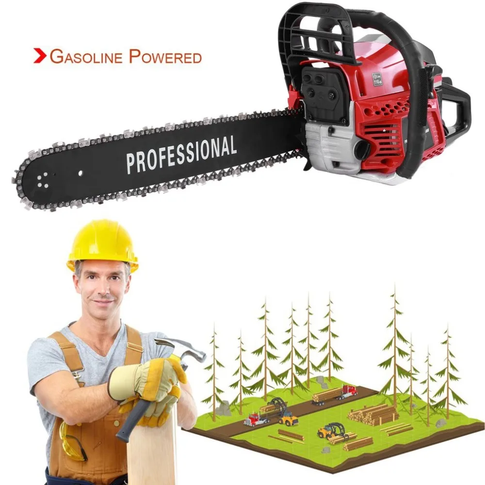 

52cc 2-Stroke 20 Inch Gasoline Powered Chainsaw For Sawing Firewood For Thinning Out Scrub Cutting Down Small Trees