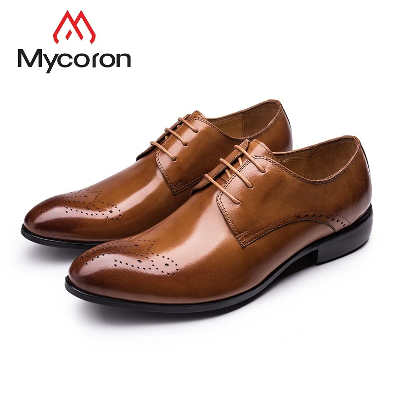 

MYCORON Genuine Leather Handmade Men Dress Shoes Groom Wedding Boots Men Comfort Lace-Up Oxford Shoes Zapatos Vestir Hombre