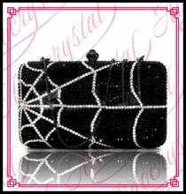Aidocrystal Bling bling design Nigerian bridal crystal purse black crystal spider’s web design women box clutch evening bag
