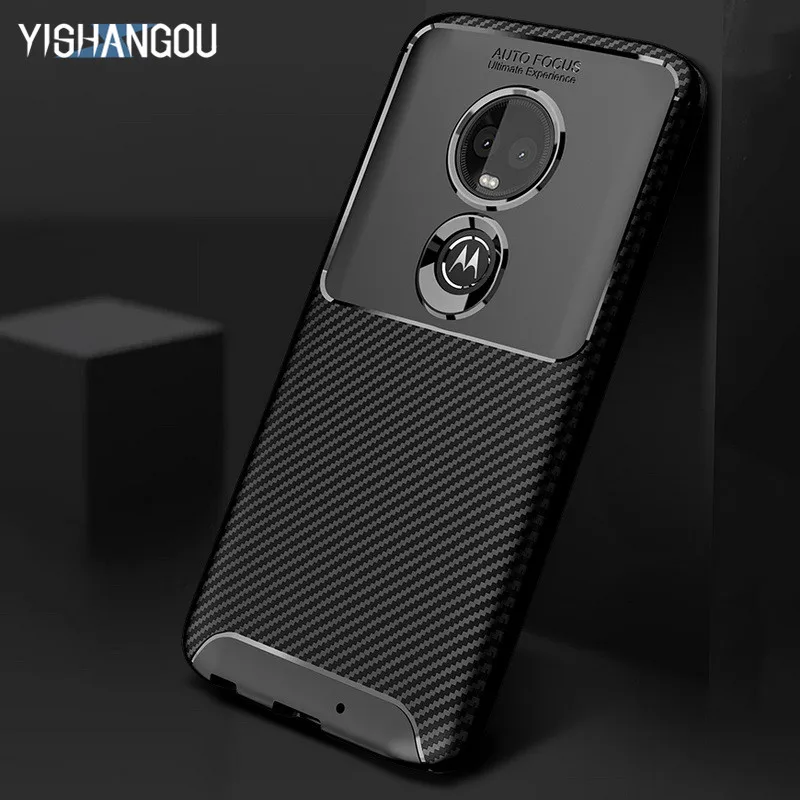 

YISHANGOU New Carbon Fiber Case For Motorola G7 P30 Note G6 Plus E5 Play Soft Silicon Protect Cover For Moto Z3 Play One Power