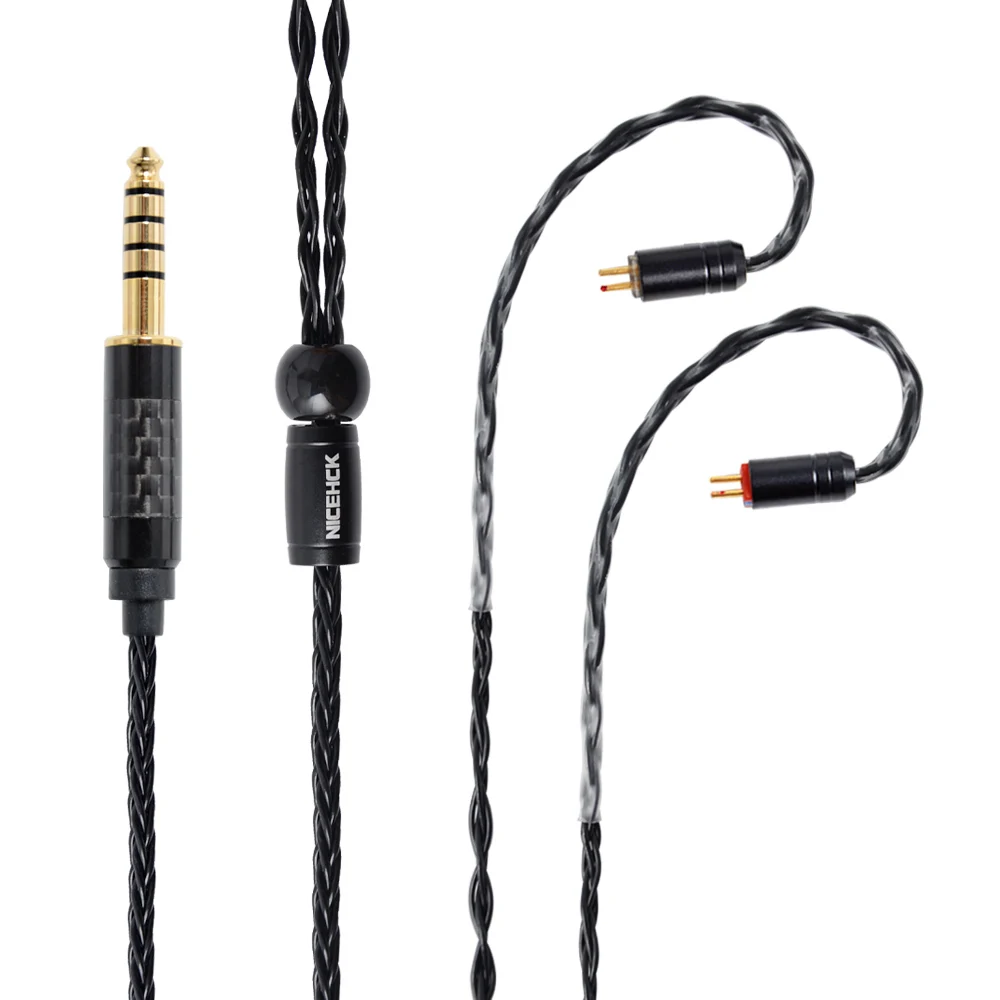 NICEHCK 8 Core с серебряным покрытием обновления кабель 3,5/2,5/4,4 мм MMCX/2Pin для TFZ ZS10 ZSN V90 C10 C12 C16 NICEHCK NX7 Pro/DB3/F3/M6 - Цвет: 4.4mm plug with 2Pin