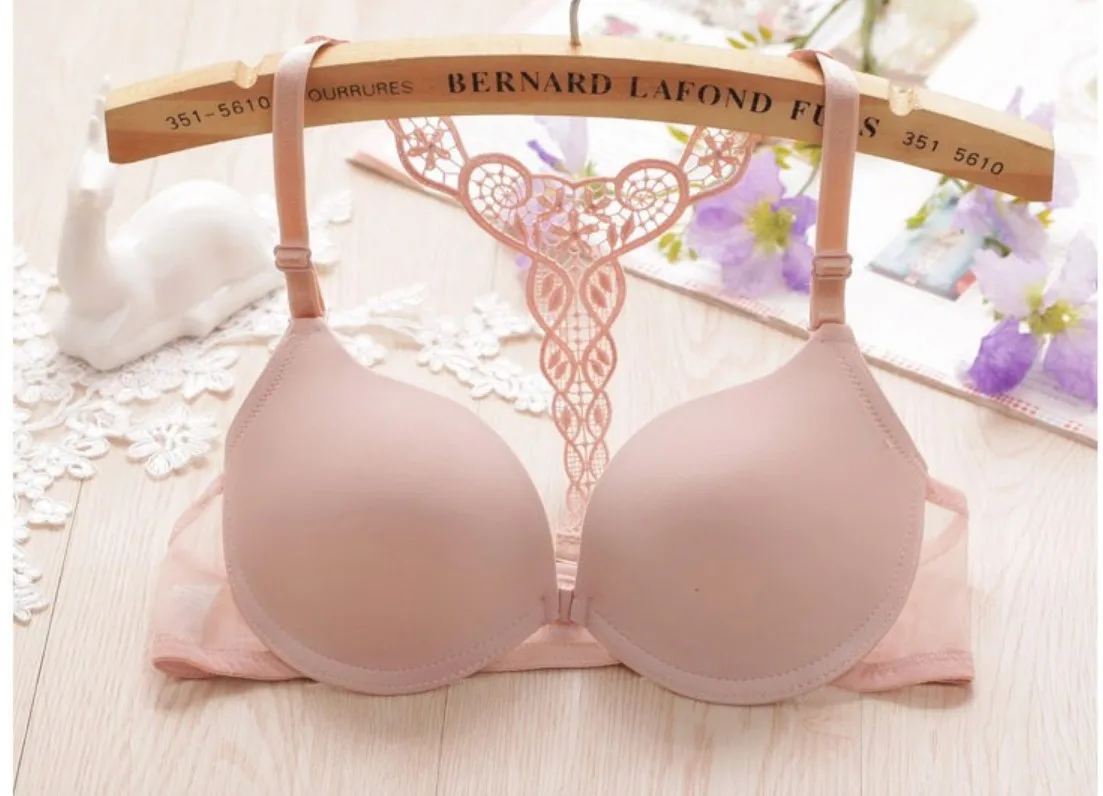 best bras New Sexy Bras For Women Smooth Embroidery Front Buckle Women Push Up Bra Thin Cup Brassiere Lace Intimate Bralette Lingerie sexy bra panty set