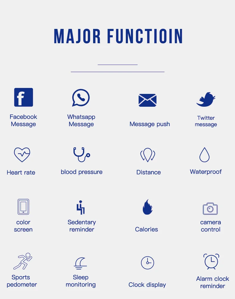 Color Screen Smart Sport Bracelet Heart Rate Fitness Tracker Smart Wristband Blood Pressure Watch for Samsung Galaxy Note 8 5 4