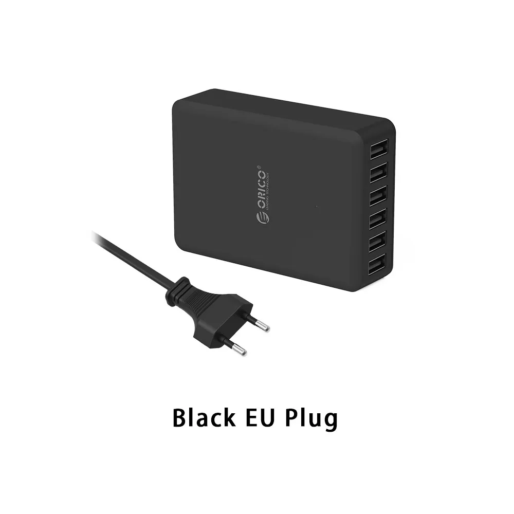 ORICO DCAP USB зарядное устройство 5 в 2,4 А 6 портов 50 вт универсальное настольное зарядное устройство для samsung Galaxy S7/S6/Edge, LG, Xiaomi, iPhone - Тип штекера: Black EU Plug