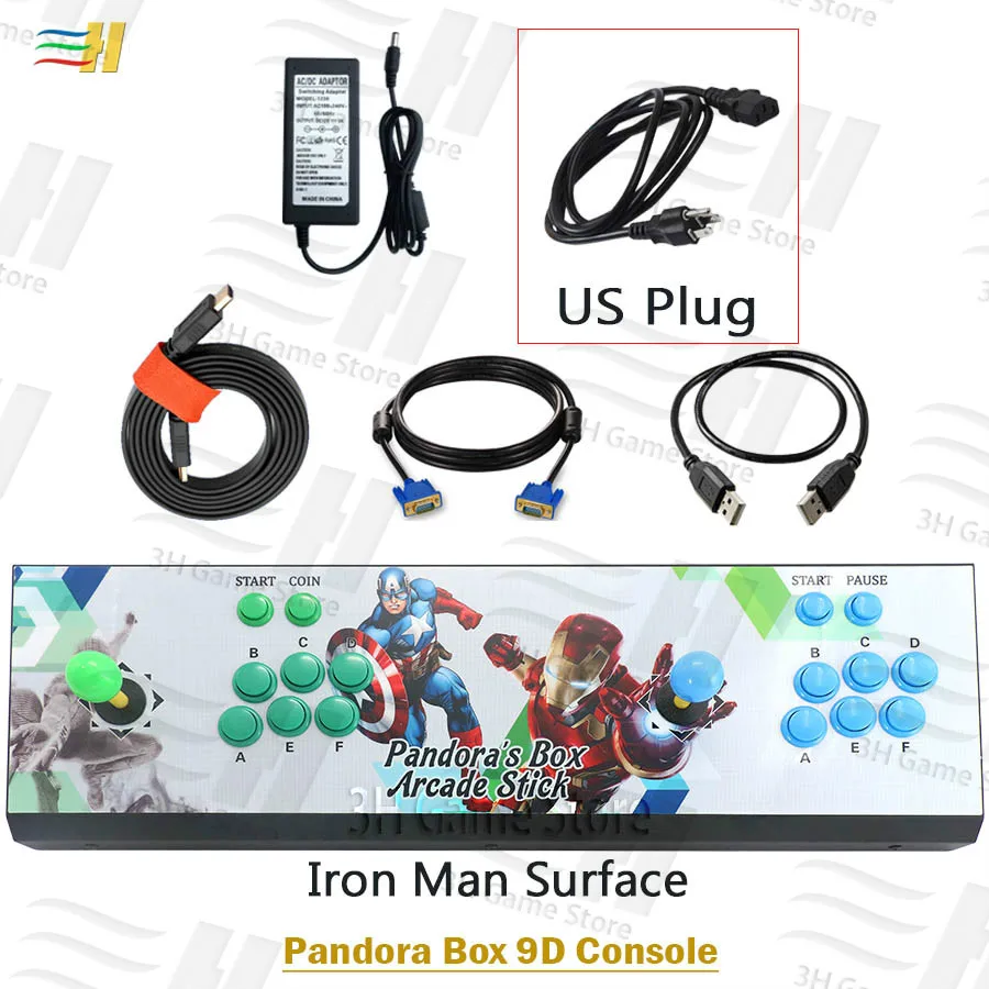 PB9d Iron Man US Pandora Box 9d 2500 В 1 аркадная игровая консоль поддержка 3P 4P usb подключение геймпада Поддержка 3d tekken 1 2 3 Mortal Kombat 1 2 3 4 - Цвет: PB9d Iron Man US