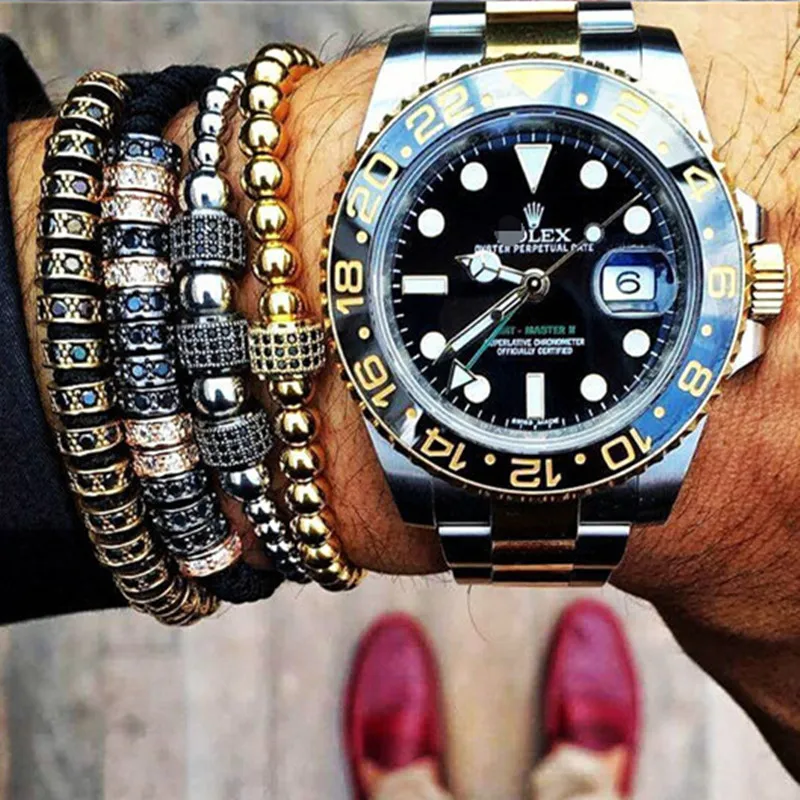 1pcs Top Brand Gold Plated Stoppers Macrame Bracelet Micro Paved Black CZ macrame bracelet for men woman | Украшения и аксессуары