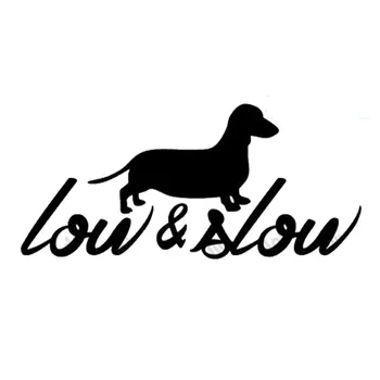 

14.5cm*6.5cm LOW & SLOW Animal Personality Dachshund Fashion Vinyl Car Sticker C5-0708