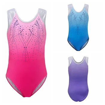 

Sleeveless diamond Bright pattern Body suit ballet Gymnastics gradient color practice Dance Practice Clothes European American