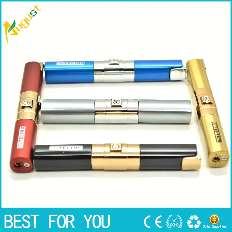 

1pc four-column color diamond slender flame butane lighter gas torch jet usb Lighter for gift pipe tobacco cigarette Cigar