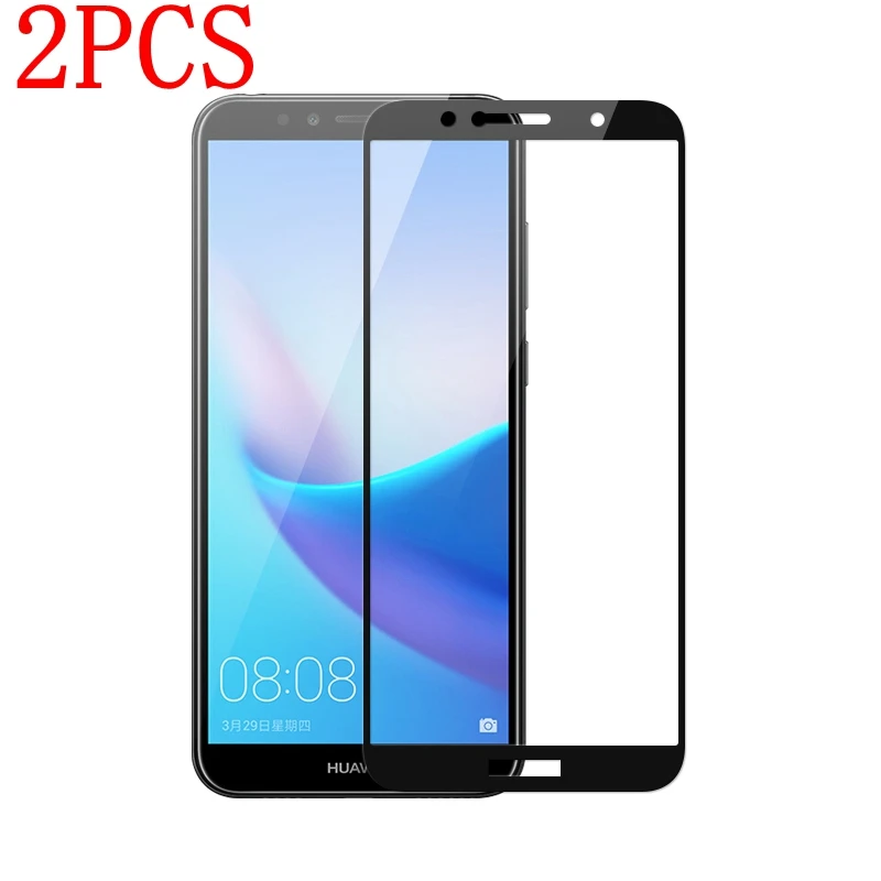 2 шт. закаленное стекло с полным покрытием для Huawei Y6 2018 защитная пленка экрана