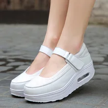 Saltos altos Das Senhoras Sapatos de Enfermeira Sapatos 2018 das Mulheres da Moda Primavera Estilo Britânico Aumenta Loafers Mulheres Sapatos de Plataforma