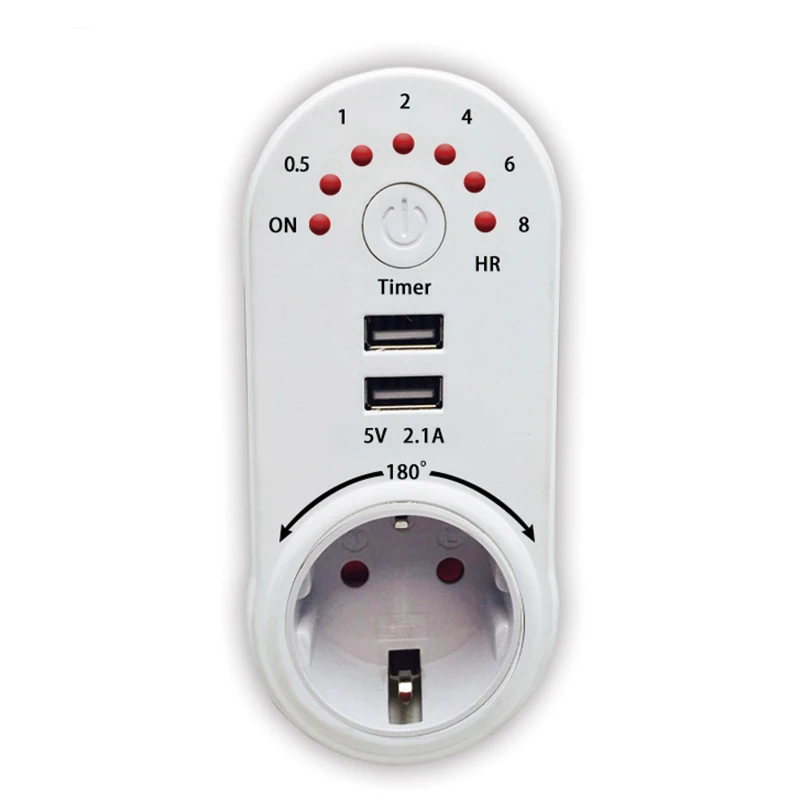 Разъем USB 180 Angel с таймером обратного отсчета 5V 2.1A AC plug|Таймеры| |