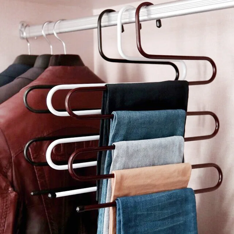 S shaped 5 Layers Trousers Hanger Rack Bathroom Kitchen organizer Pants