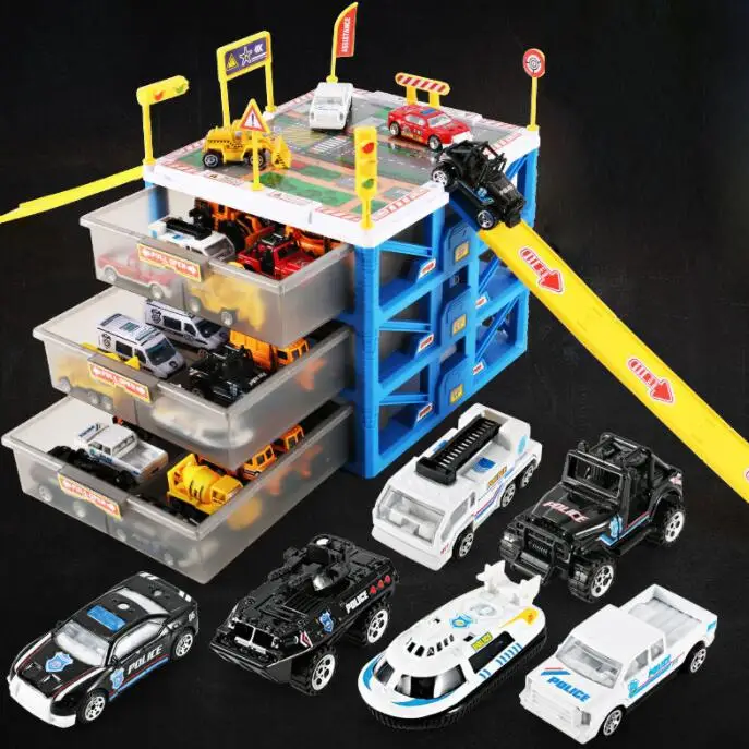 Новейшие детские автомобильные игрушки, мини-парковка, 6 шт., коробка для хранения автомобилей, сделай сам, дорожные знаки, слот для автомобиля, модель игрушек для рождественского подарка