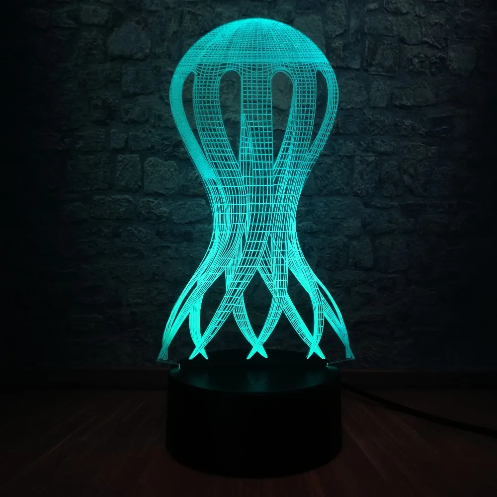 Squid Осьминог Стиль 3D лампа Kawaii малыш ночник RGB светодиодный лампы Luminaria Новогоднее украшение для дома Аккумуляторы для игрушек Таблица