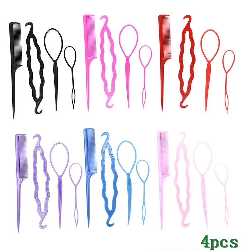 

4Pcs/Set Korean Style Magic Hair Styling Braiders Set Hair Pin Bun Roller Maker Hair Braiding Twist Curler Styling Tool 6 Colors