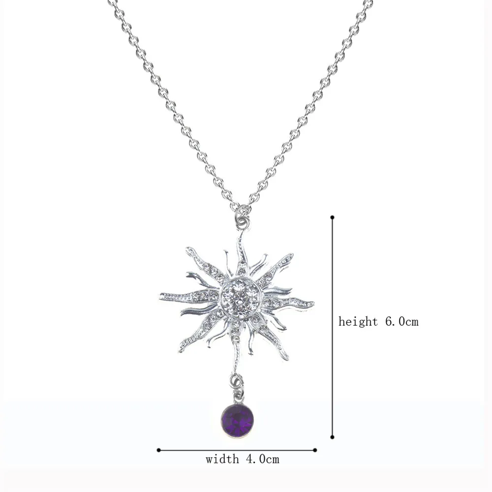 Sparkling Rapunzel Necklace Rhinestone Rapunzel Fairy Tale Necklace Sun Flower Costume Jewelry