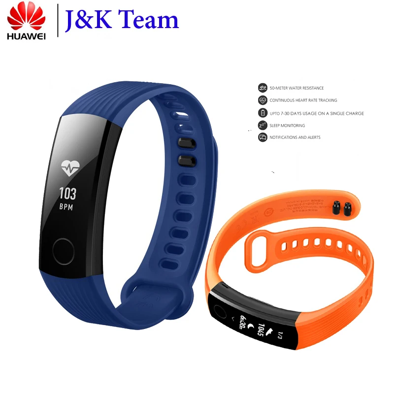 

Huawei Honor Band 3 Smart Bracelet 50m Waterproof Fitness Tracker Touch Screen Heart Rate Monitor Display Call Message Show